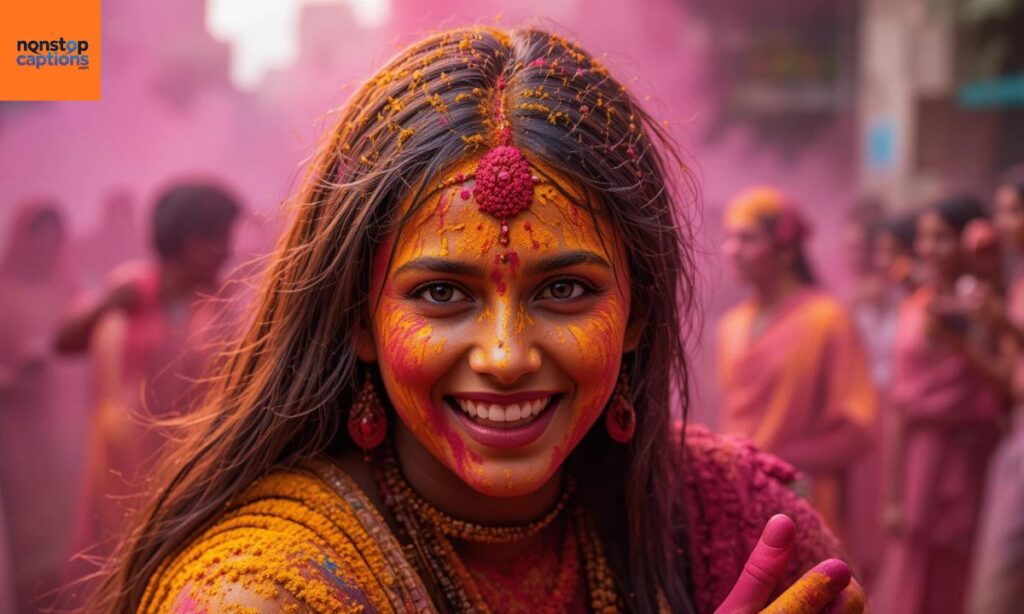 One Line Caption for Holi